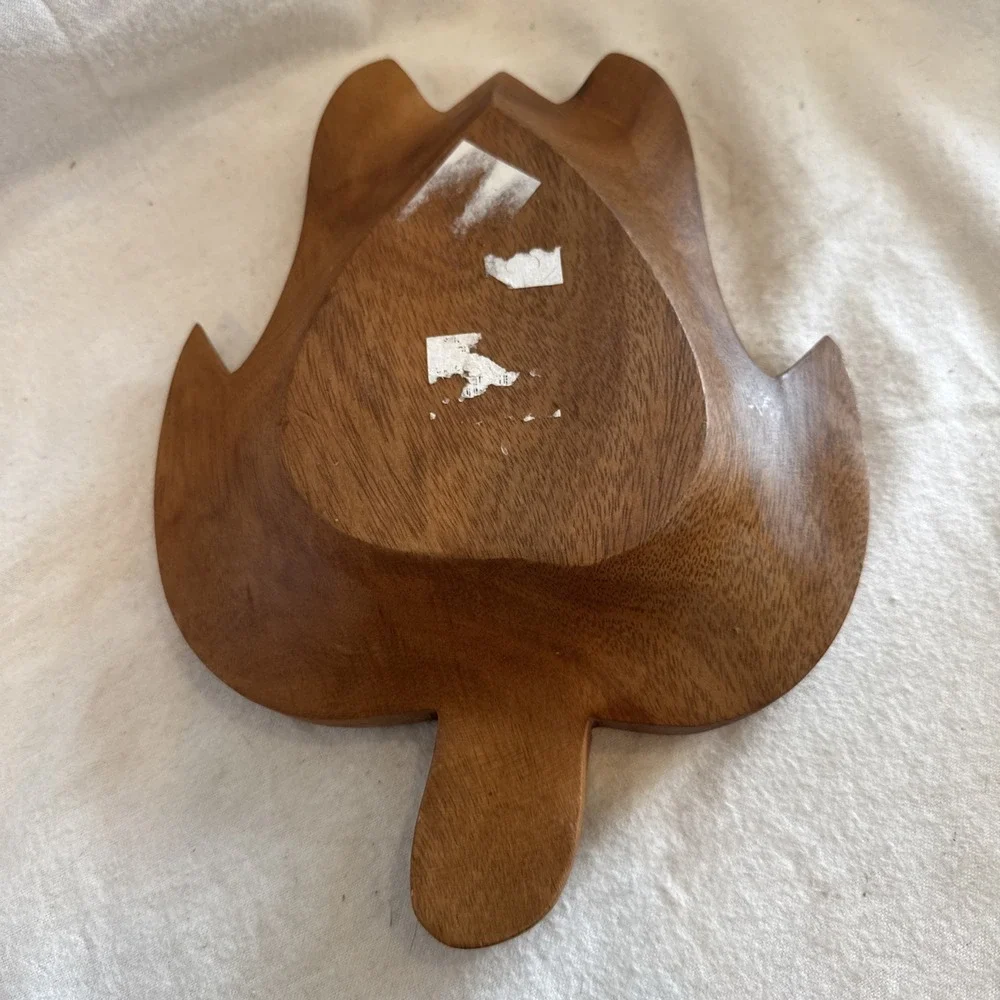 Vintage Monkey Pod Wood Sea Turtle Shaped Bowl - 10x7.5